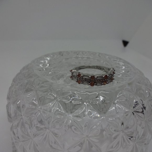 Gorgeous "CUBIC ZIRCONA & CITRINE" Handmade Sterling Band Size 8  #489 - Picture 1 of 3